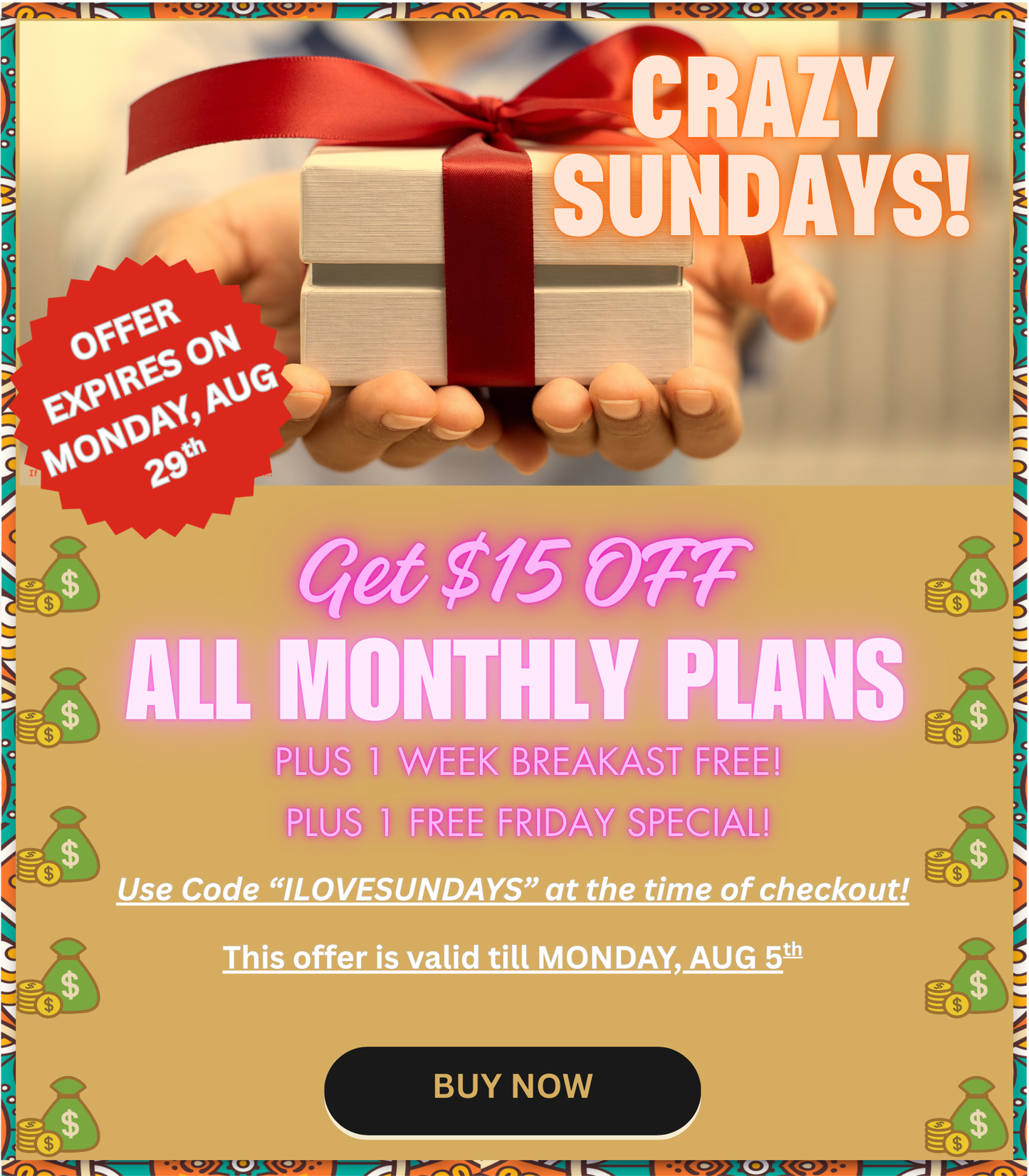 CRAZY DISCOUNTS - FIRST 10 Customers only - EVERY SUNDAY!