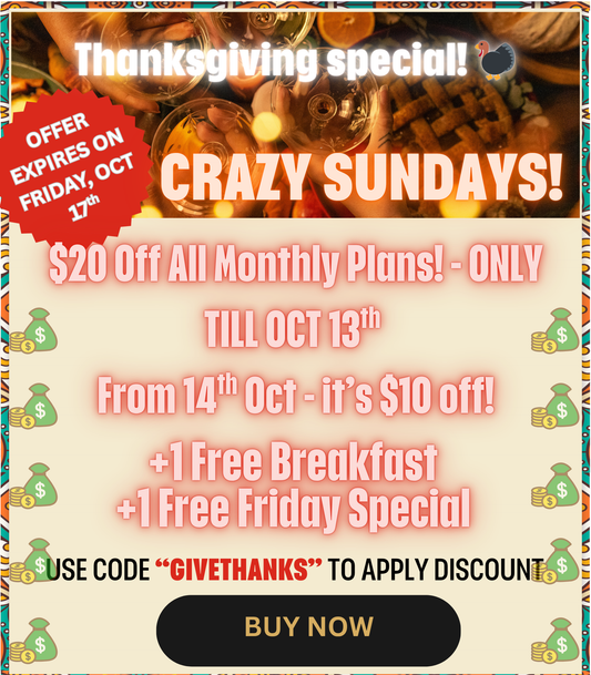 CRAZY DISCOUNTS - FIRST 10 Customers only - EVERY SUNDAY!